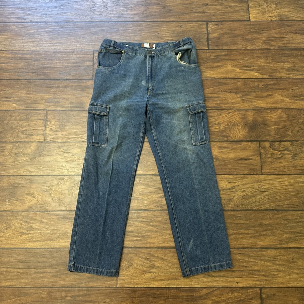 Haband Men's Tailgater  Fit Jeans Size 34w Blue Elastic  30" Length